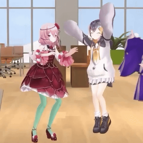 Anime Girls Dancing In Room GIF