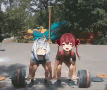 Anime Girls Head Doing Deadlift GIF