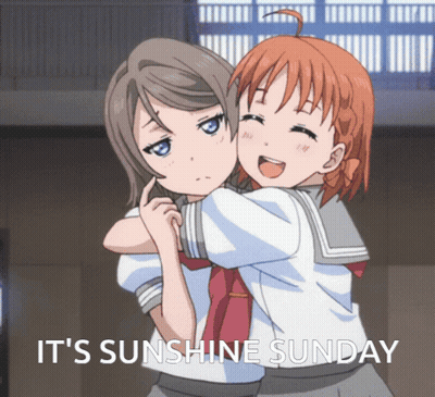 Anime Girls Hugging Sunshine Sunday GIF