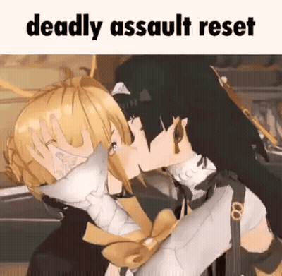 Anime Girls Kissing Deadly Assault Reset GIF