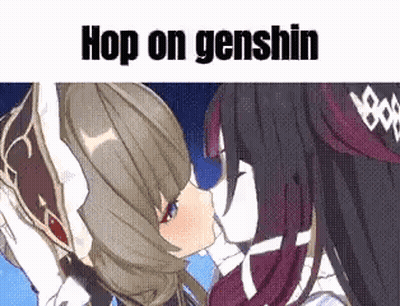 Anime Girls Kissing Hop On Genshin GIF