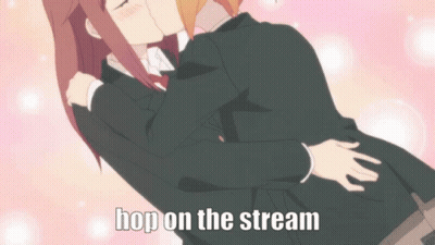 Anime Girls Kissing Hop On The Stream GIF