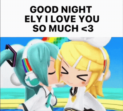 Anime Girls Kissing With Good Night Ely I Love You So Much GIF