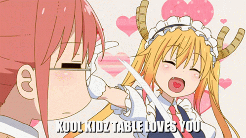 Anime Girls Kool Kidz Table Loves You GIF