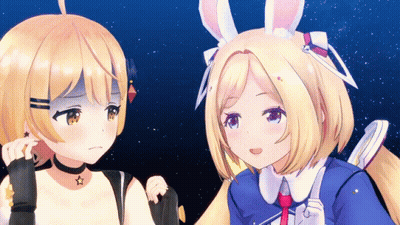 Anime Girls Looking At Each Other With Star Necklace GIF