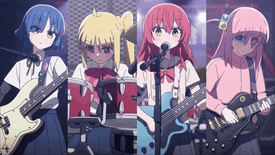 Anime Girls Playing Drums And Guitars GIF