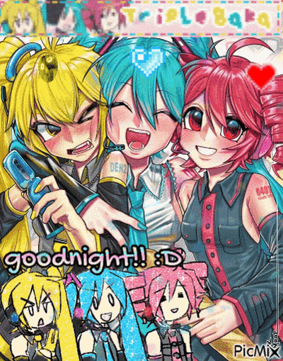 Anime Girls Posing Goodnight SD GIF