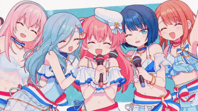 Anime Girls Singing Into Microphones GIF