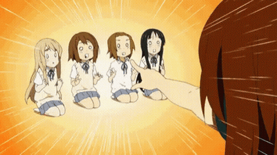 Anime Girls Sitting on Knees Pointed At