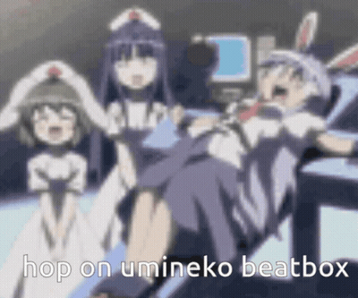 Anime Girls Sitting, One In Bunny Costume GIF