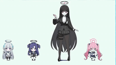 Anime Girls Standing Next To Each Other Dancing GIF