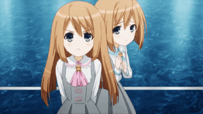 Anime Girls Standing Next To Each Other GIF