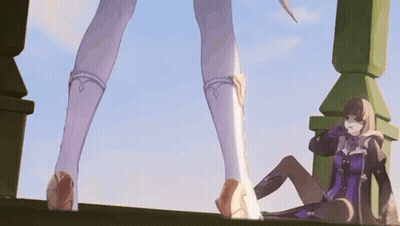 Anime Girls Standing On Ledge GIF