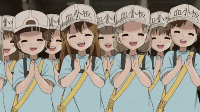 Anime Girls Wearing Hats With Chinese Writing GIF