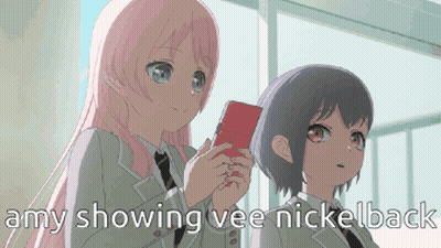 Anime Girls With Amy Showing Vee Nickelback GIF