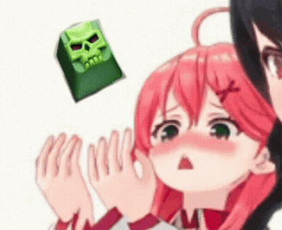 Anime Girls With Skull Keypad Flying GIF