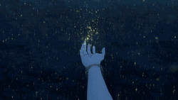 Anime Hand Catching Shimmering Stars In Sky