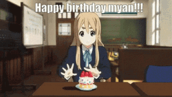 Anime Happy Birthday Bestfriend Cake Grabbing GIF