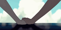 Anime Hold Hands Under The Sky GIF