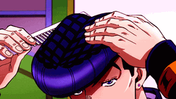 Anime Jojo's Bizarre Josuke Combing Hair GIF