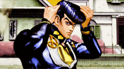 Anime Jojo's Bizarre Josuke Fixing Hair GIF