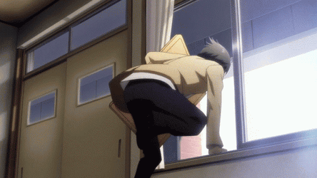 Anime Jump Out Classroom Window GIF