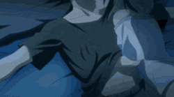 Anime Kissing Rubbing Chest In Bed GIF