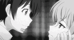 Anime Kissing Yujin Seiiki Black And White GIF