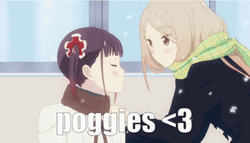Anime Kotone Noda Kiss In Winter Snow  GIF