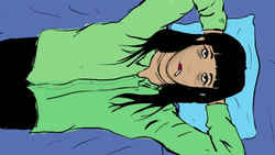 Anime Lady Lying In Bed Smoking  GIF