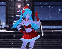 Anime Miku Hatsune Dances Merry Christmas GIF