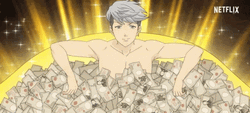 Anime Money Bath Rich Saiki K GIF