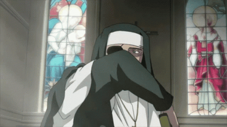 Anime Nun With Golden Gun GIF