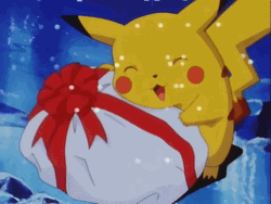Anime Pokemon Pikachu Received Christmas Gift  GIF