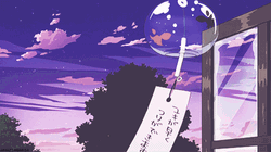 Anime Purple Sky And Wind Chime