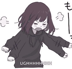 Anime Rage Cute Girl In Black Hoodie GIF