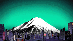 Anime Rage Rooster Erupting At Mount Fuji GIF