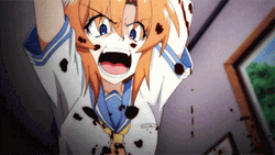 Anime Rena Ryugu Stabbing Someone GIF