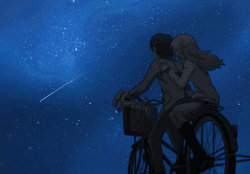 Anime Riding Bike While Stargazing