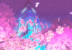Anime Scenery Huge Clock Tower GIF