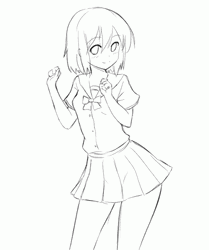 Anime Schoolgirl Skirt Illustration GIF