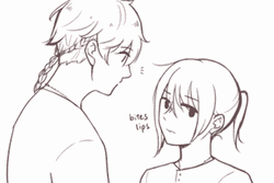 Anime Sketched Couple Tender Kissing GIF