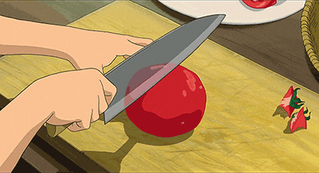 Anime Tomato Slicing GIF