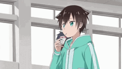 Anime Walking Sipping Drink Seri Koyuki GIF