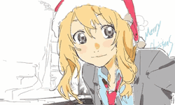 Anime Your Lie In April Kaori Miyazono Celebrating Christmas GIF