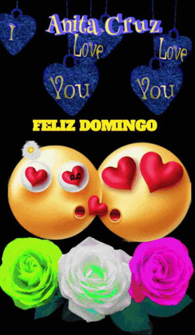 Anita Cruz Love You Feliz Domingo Hearts Smiley Faces GIF