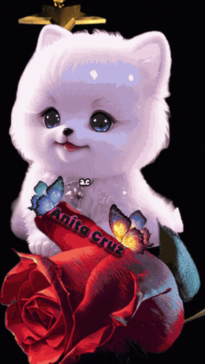Anita Cruz With White Dog GIF