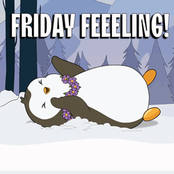 Anmated Penguin In Snow Friday Feeling GIF