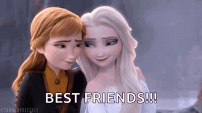 Anna And Elsa From Frozen Hugging Saying Best Friends GIF
