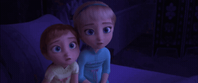 Anna And Elsa From Frozen Sitting On Bed GIF
